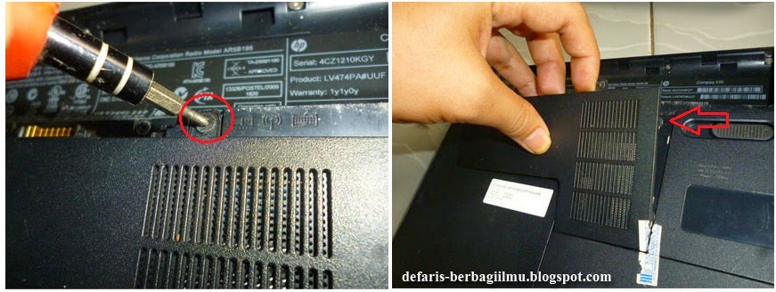 Membuka baut pengunci pertama compaq 435 Membuka baut pengunci pertama compaq 435