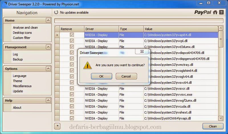 Proses pembersihan driver menggunakan aplikasi Proses pembersihan driver menggunakan aplikasi