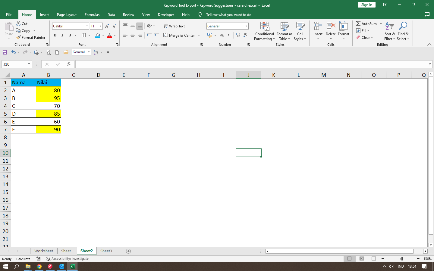 cara merubah warna tulisan di excel dengan rumus beserta contohnya